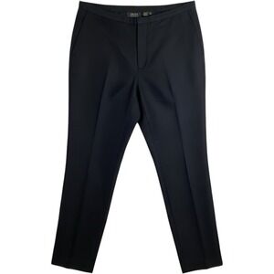 Dana Buchman Trousers Women 14 Black Silk Straight Leg Side Zip Dress Pant Work
